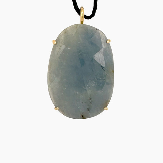 Image of Gemstone Pendant: #120 Sapphire Lt Green Blue Gold