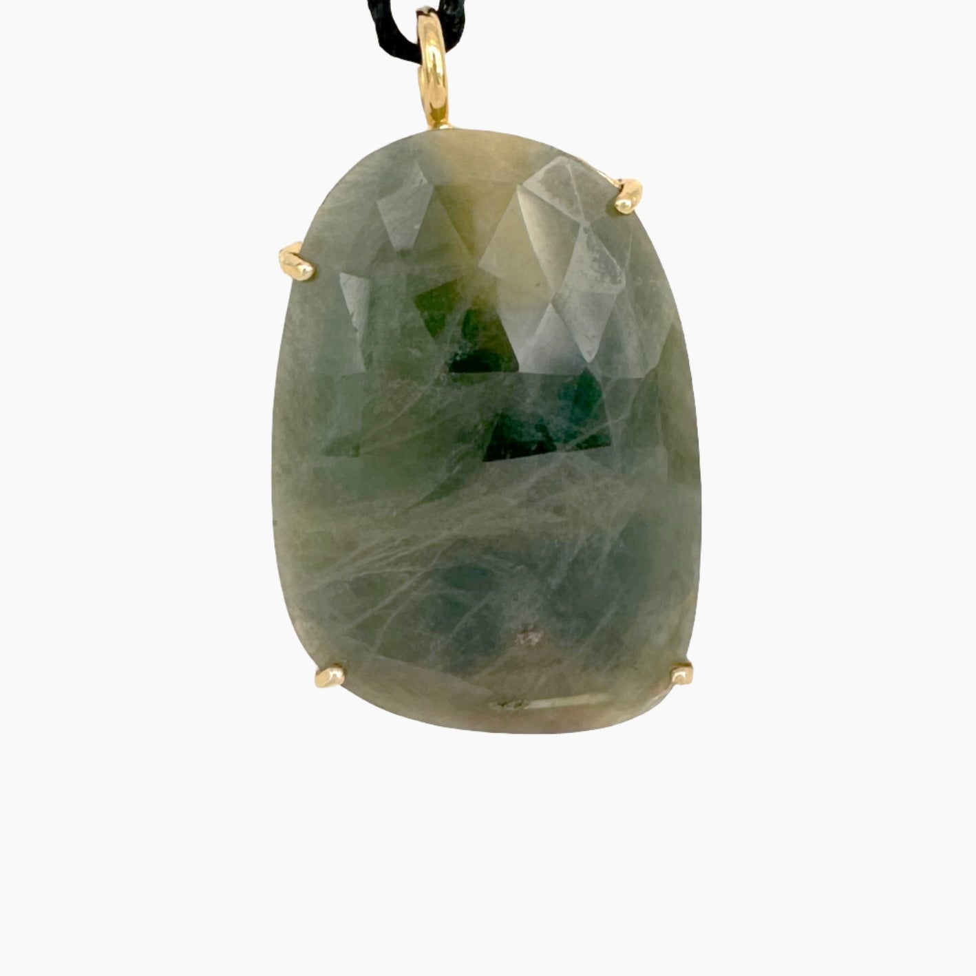 Image of Gemstone Pendant: #127 Sapphire Green Yellow Gold