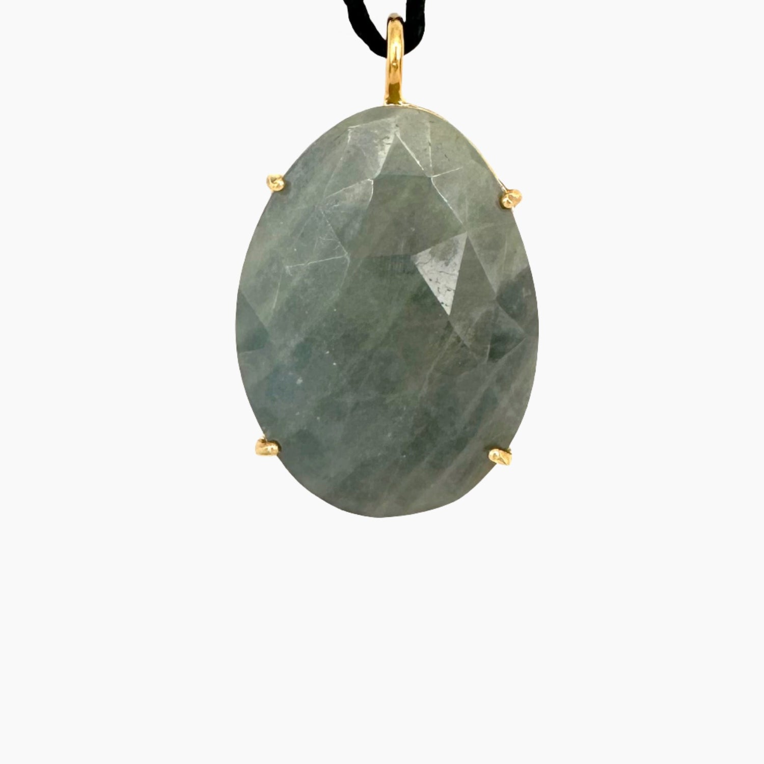 Image of Gemstone Pendant: #129 Sapphire Lt Green Blue Gold