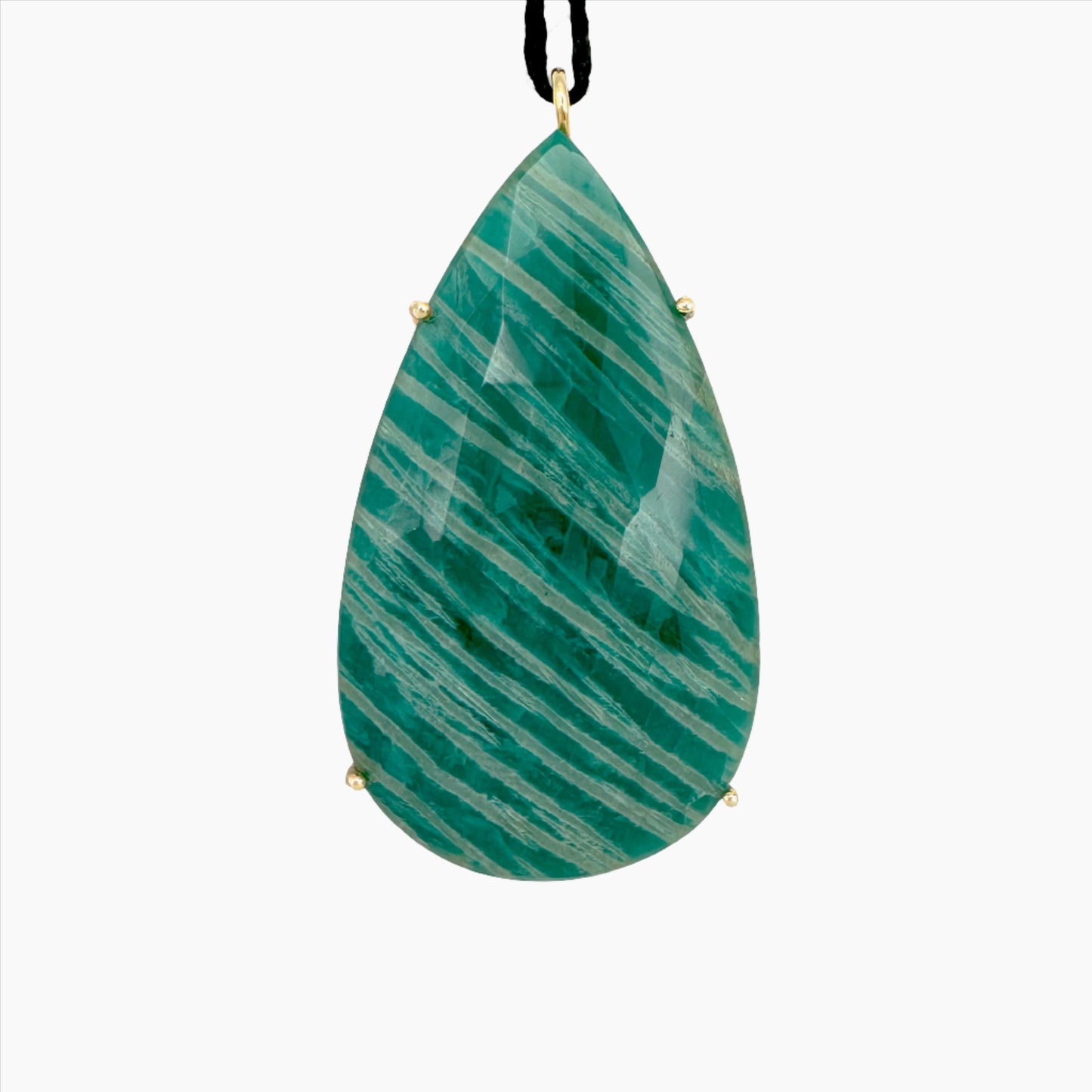 Image of Gemstone Pendant: #20 Amazonite Cut Gold