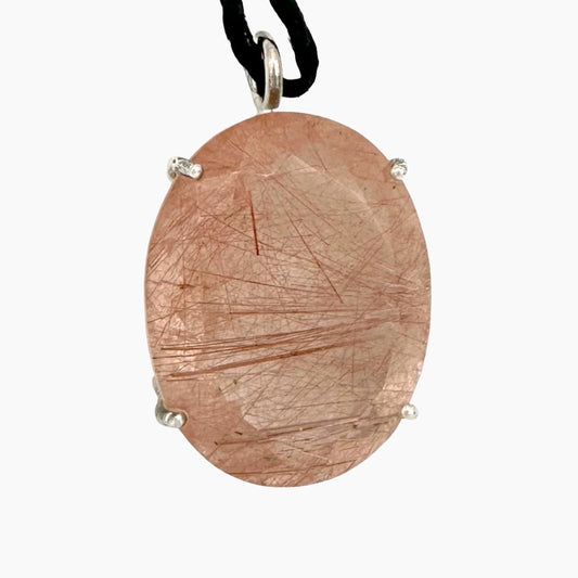 Image of Gemstone Pendant: #66 Gold Rutilated Quartz Cut