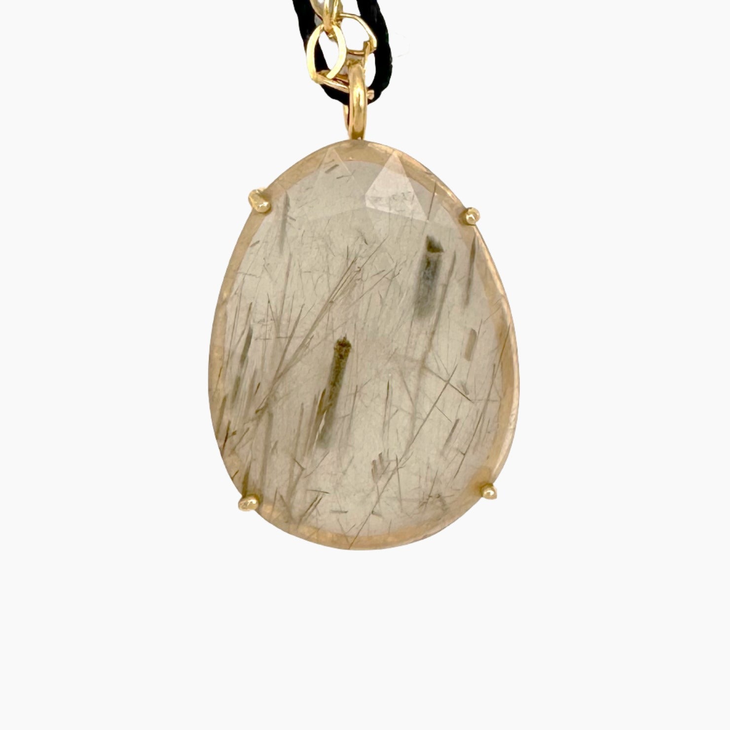 Image of Gemstone Pendant: #68 B Gold Rutilated Quartz Cut