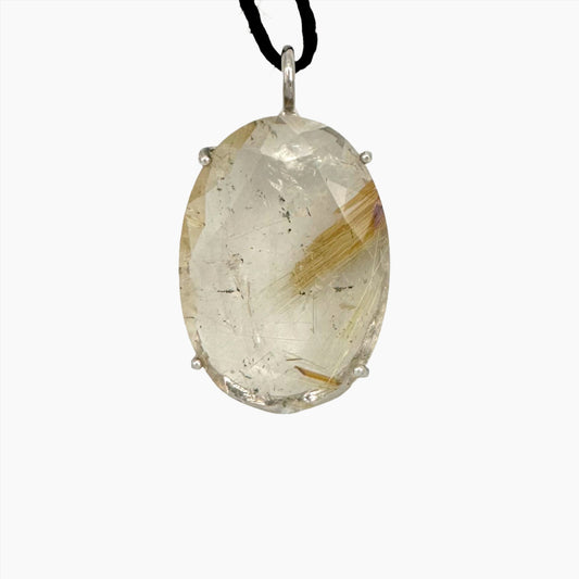 Image of Gemstone Pendant: #71 Gold Rutilated Quartz