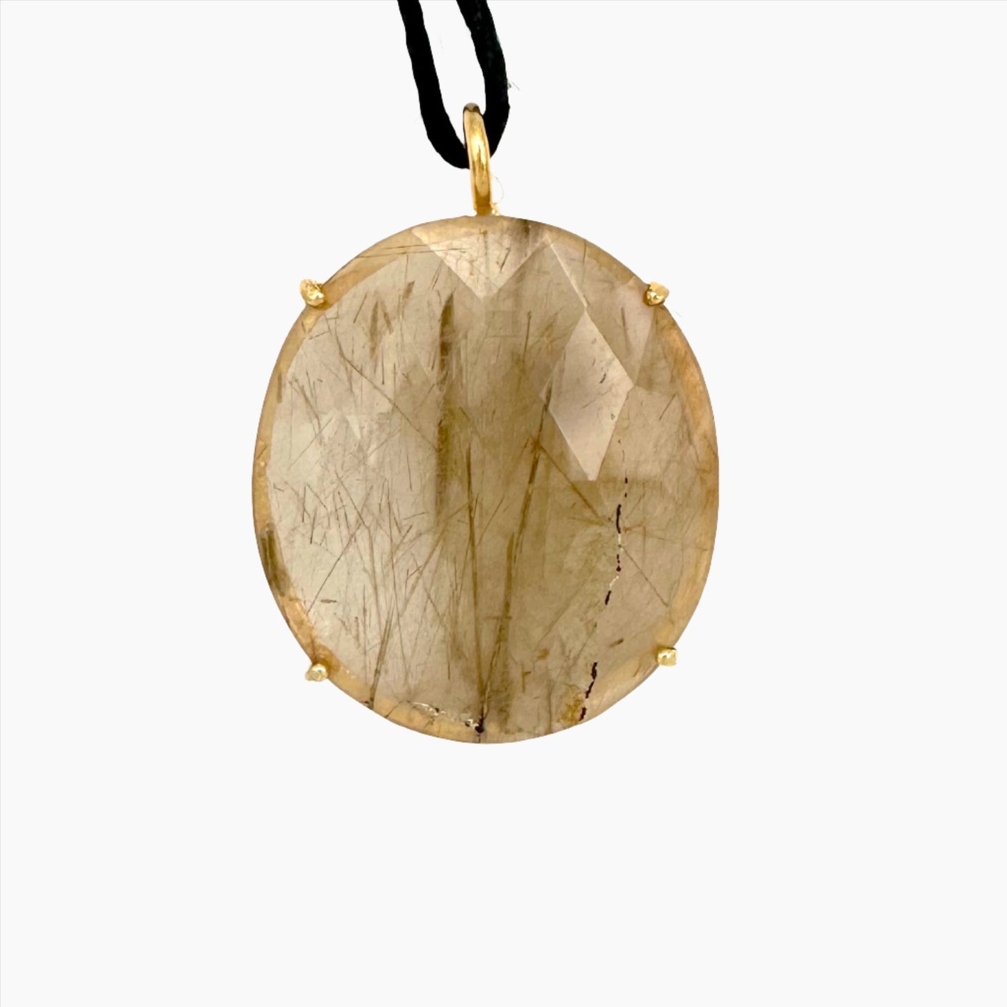 Image of Gemstone Pendant: #76 Gold Rutilated Quartz Cut