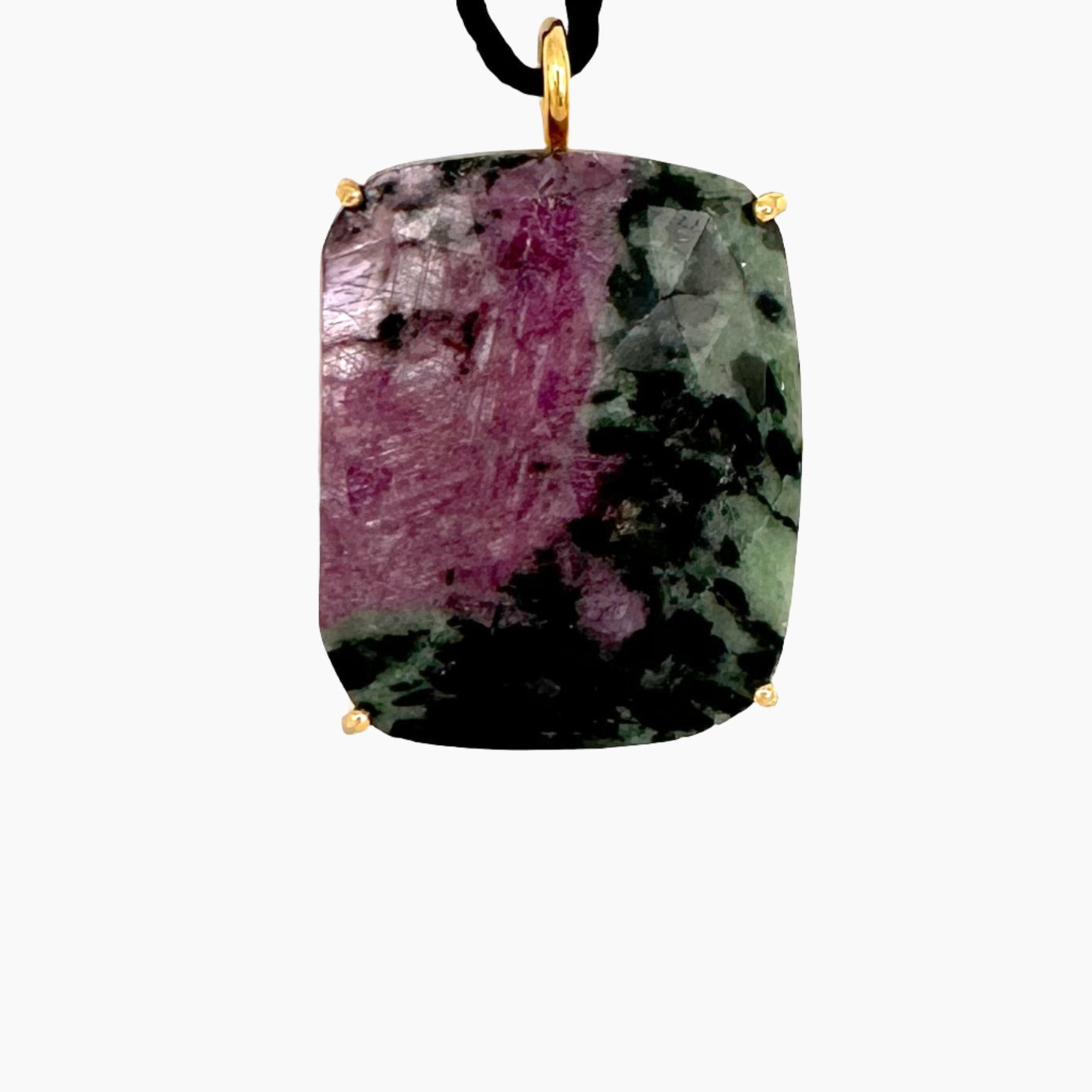 Image of Gemstone Pendant: #78a Ruby Zoisite Cut Rect