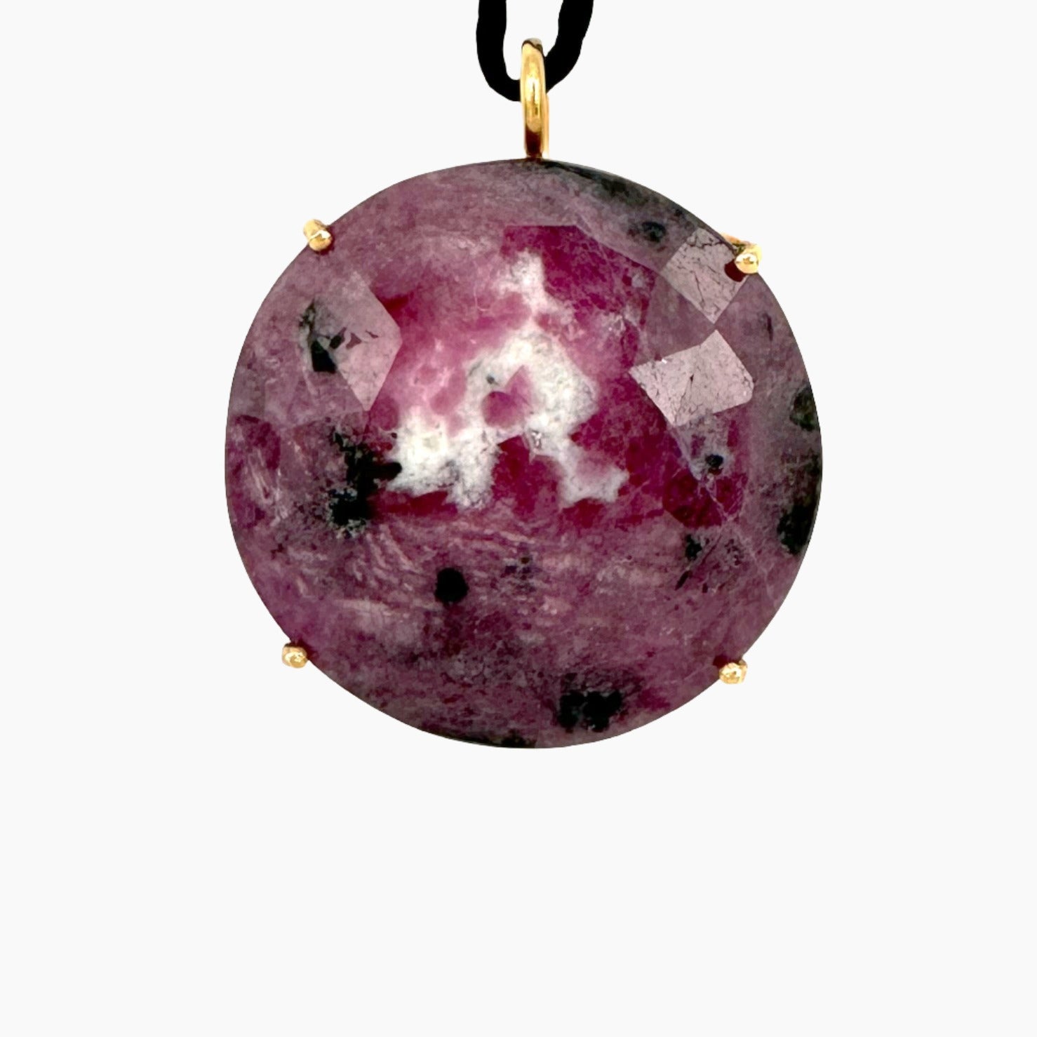 Image of Gemstone Pendant: #79 Ruby Zoisite Cut Rnd Gold