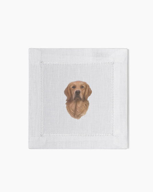 Golden Retriever Linen Cocktail Napkins