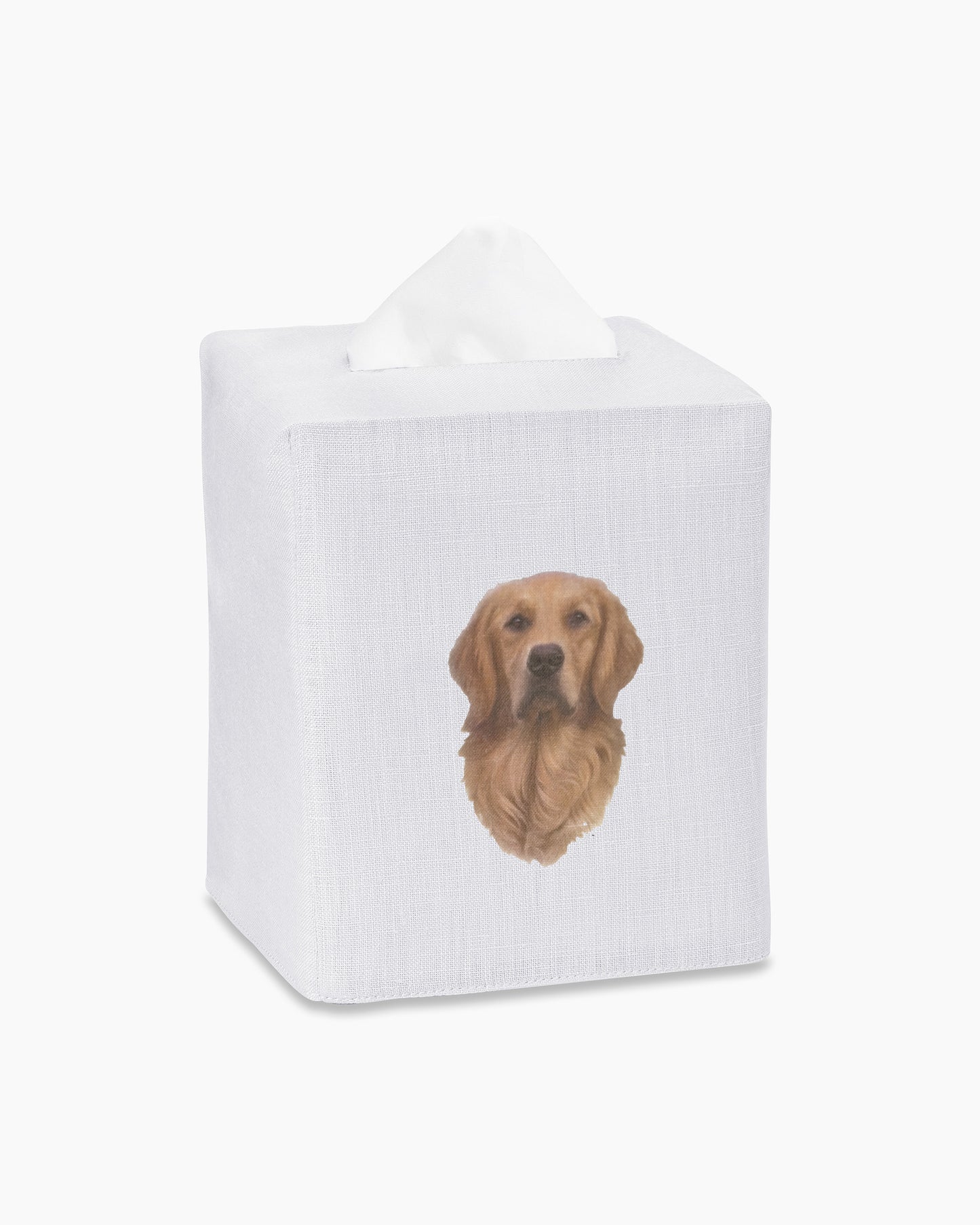 Golden Retriever Linen Tissue Box Cover