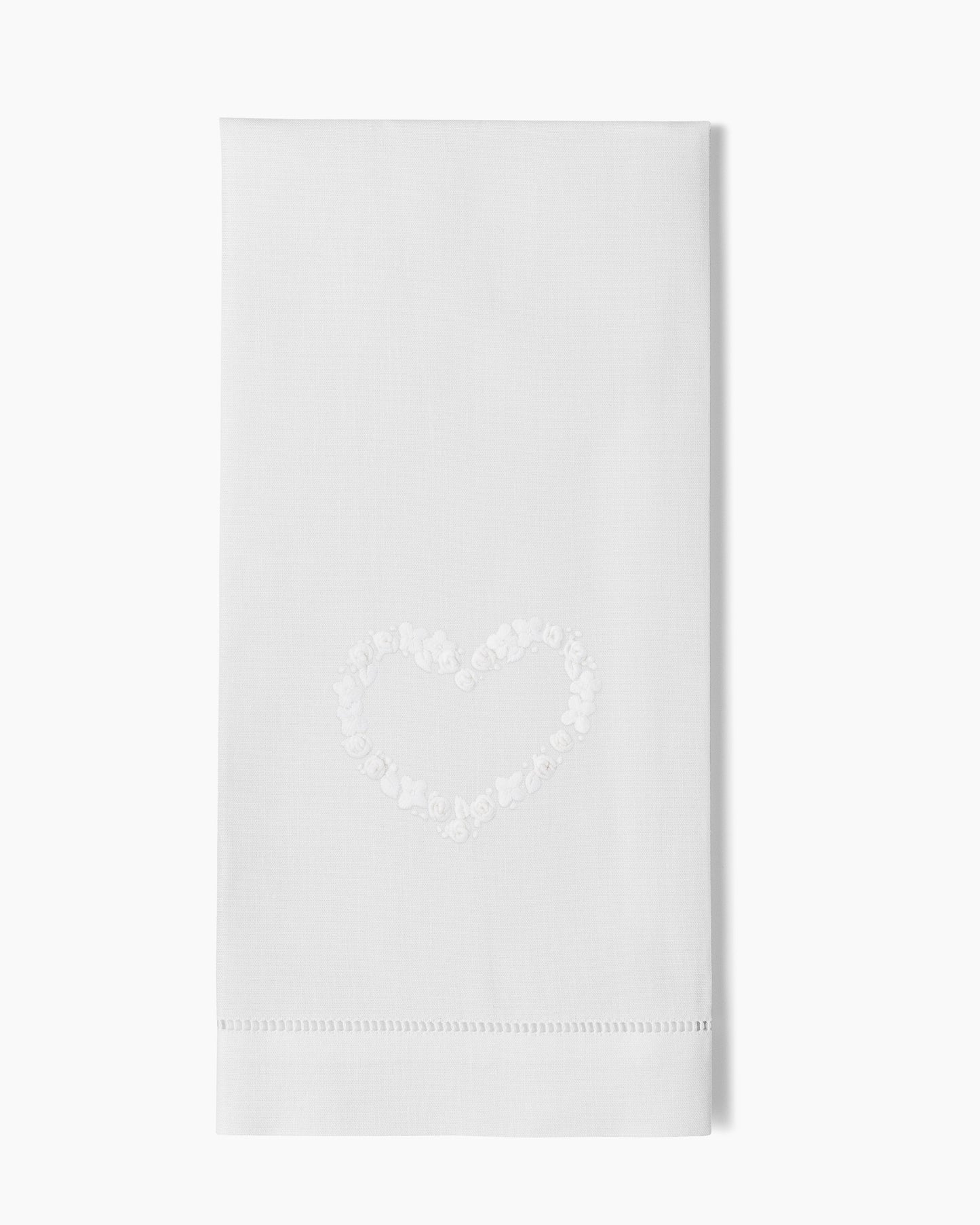 Flower Heart White Hand Towel