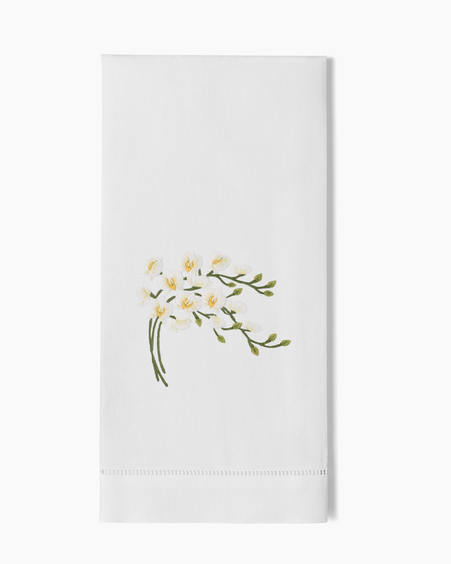 Orchid Spray White Hand Towel