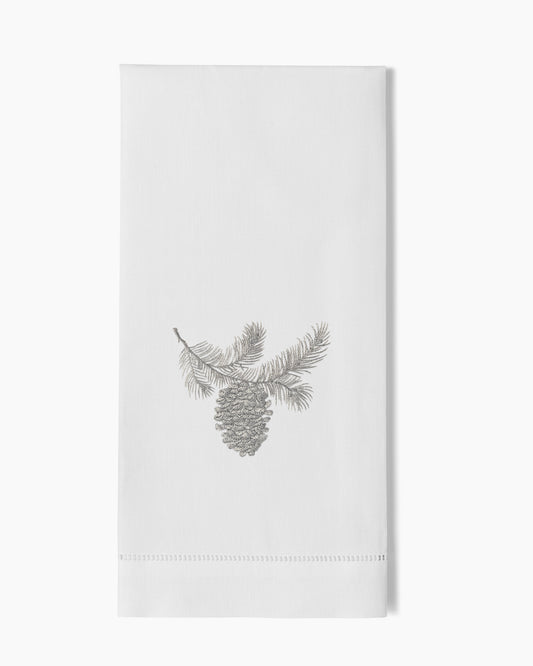 Pinecone Silver Hand Towel