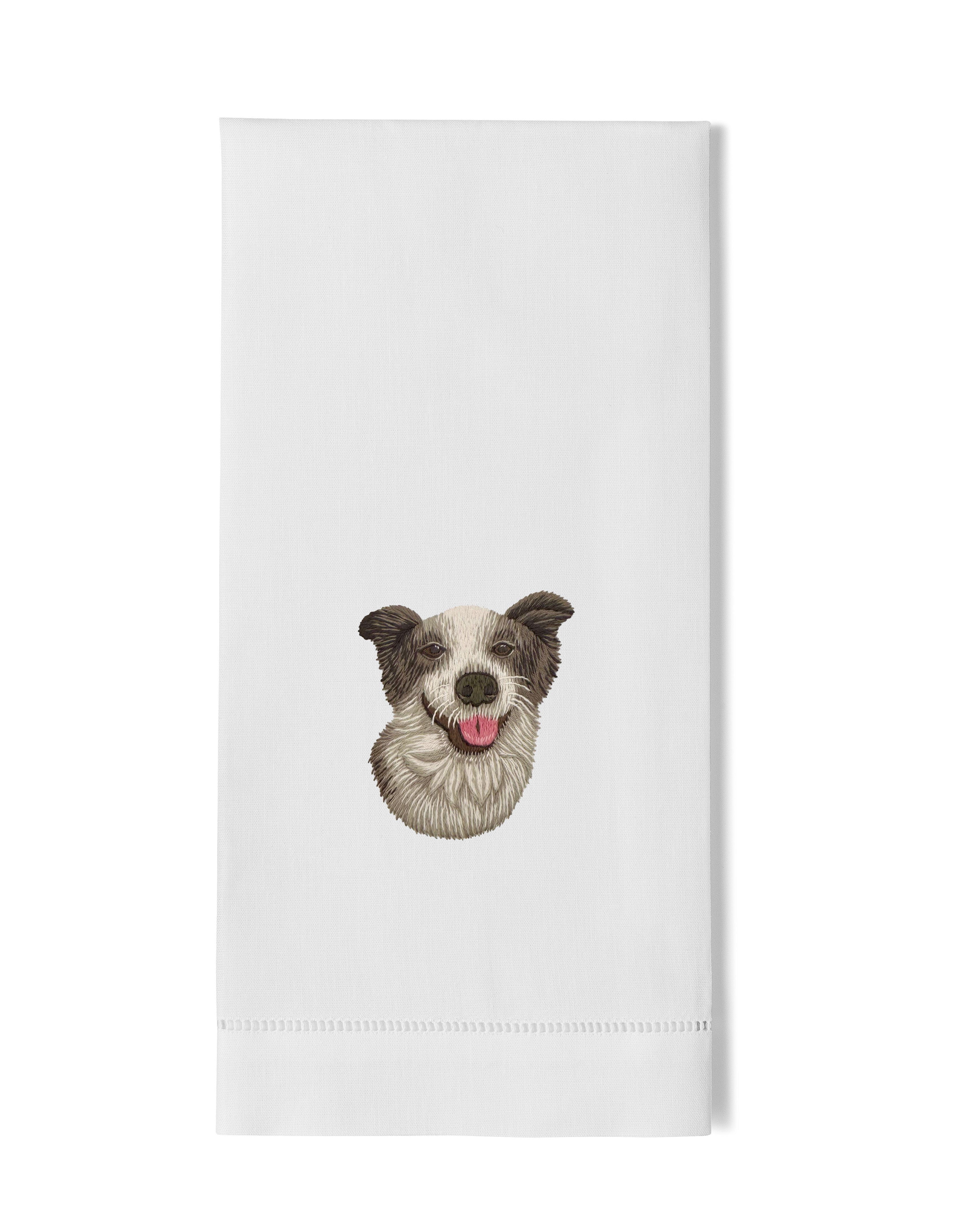 Border Collie Linen Hand Towel