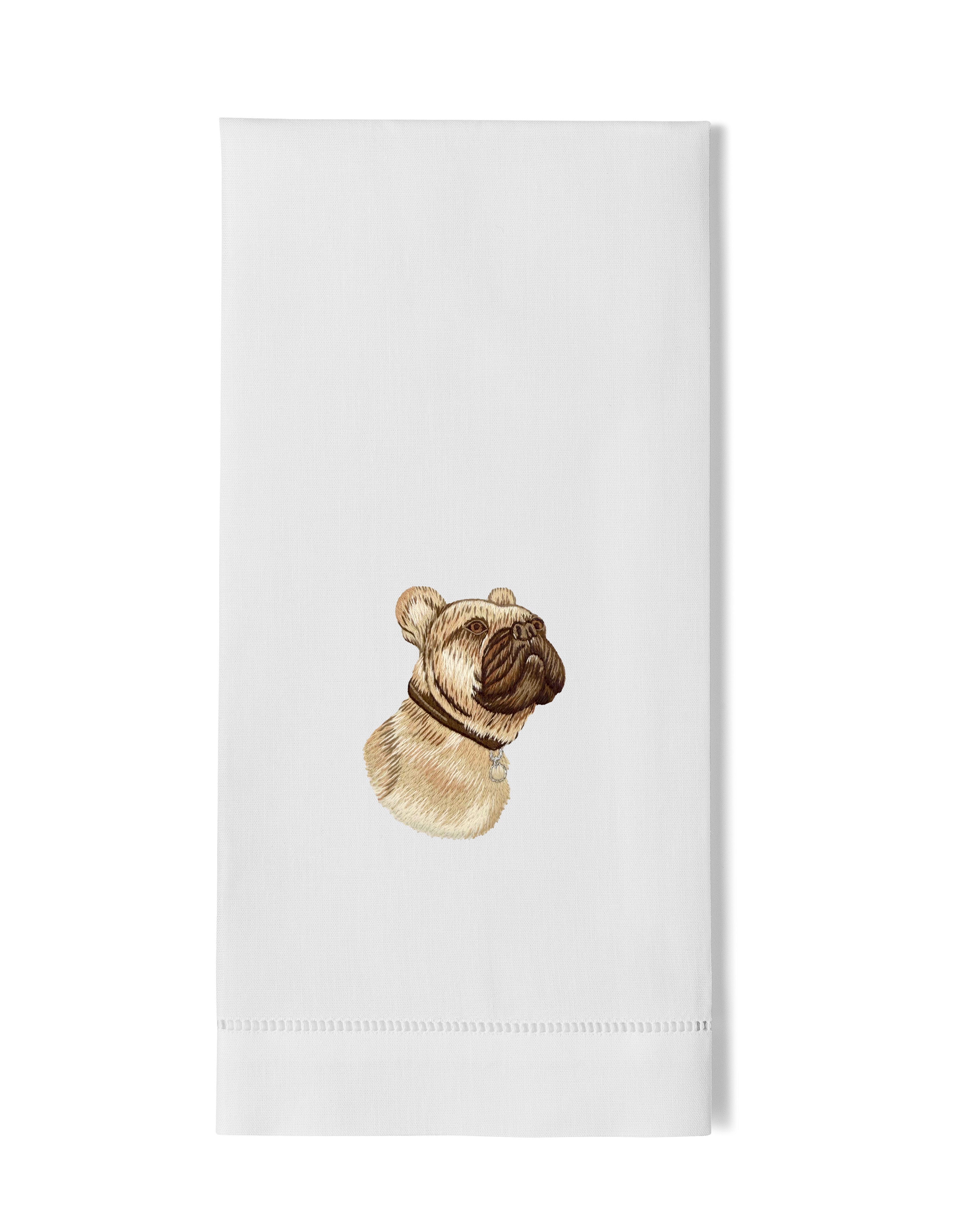 French Bulldog Linen Hand Towel - Thumbnail 4