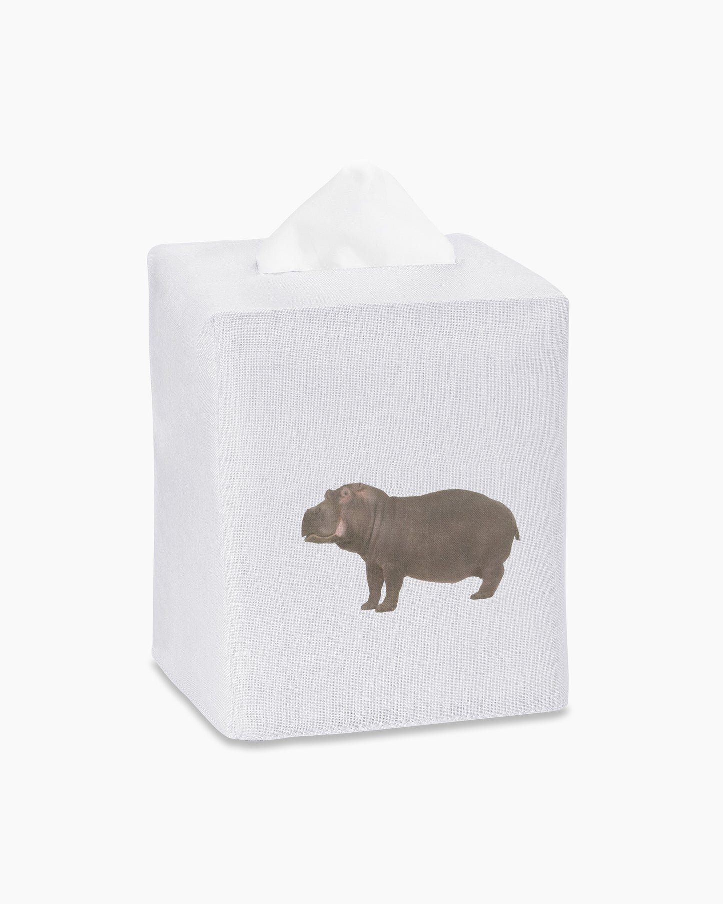 Hippo Linen Tissue Box Cover