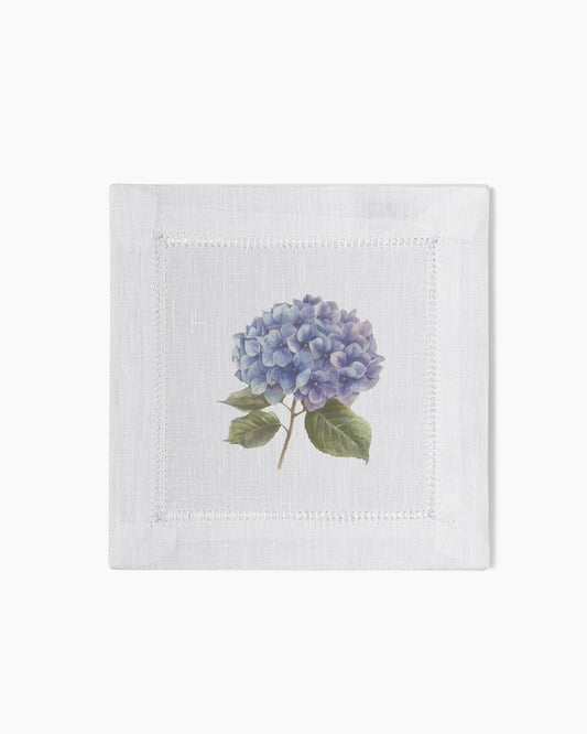 Hydrangea Blue Linen Cocktail Napkins