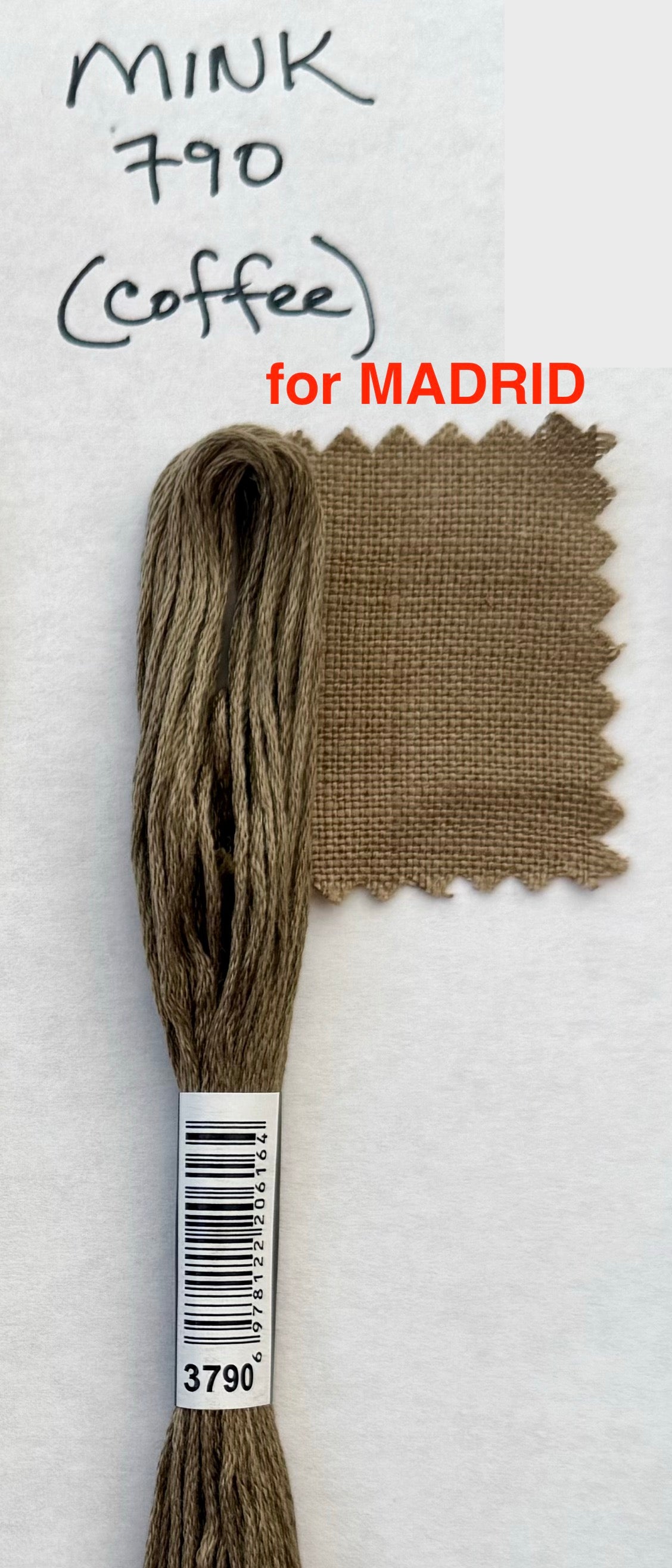 MADRID - COFFEE (Mink) on White Percale