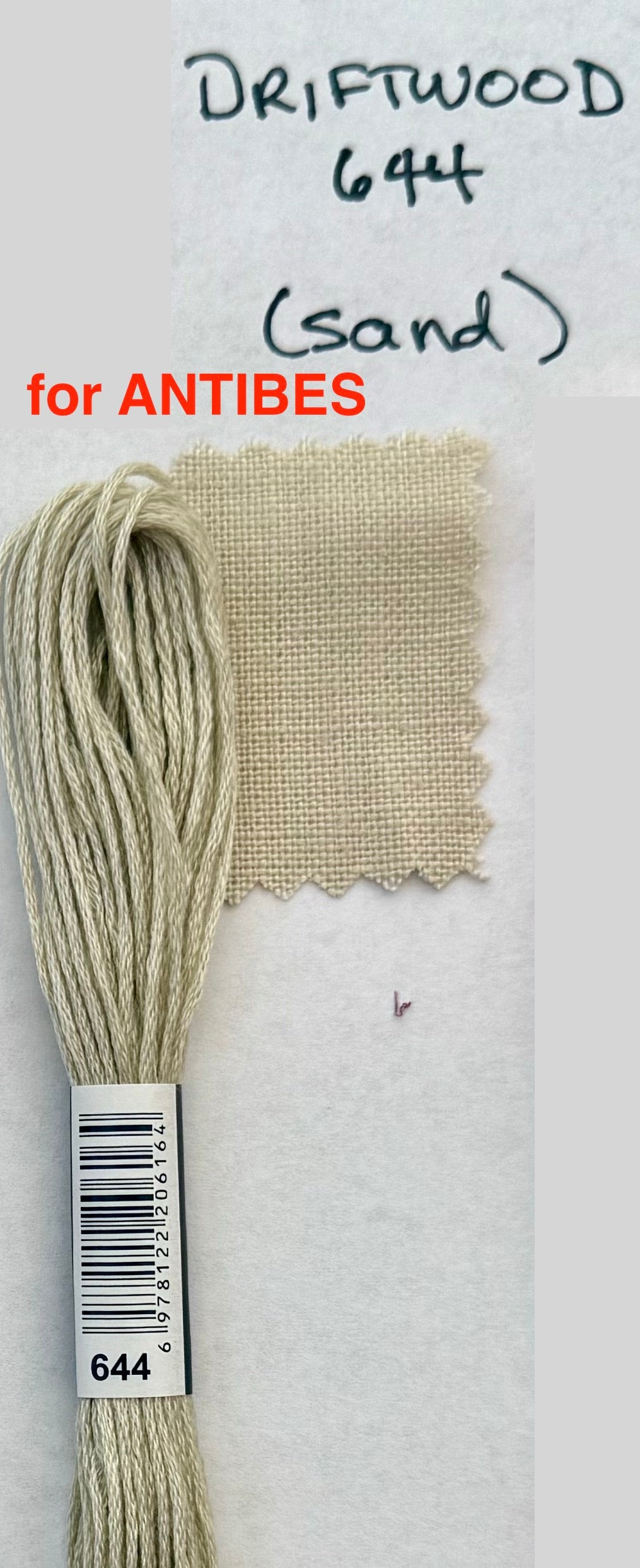 ANTIBES - SAND (Driftwood) on White Sateen