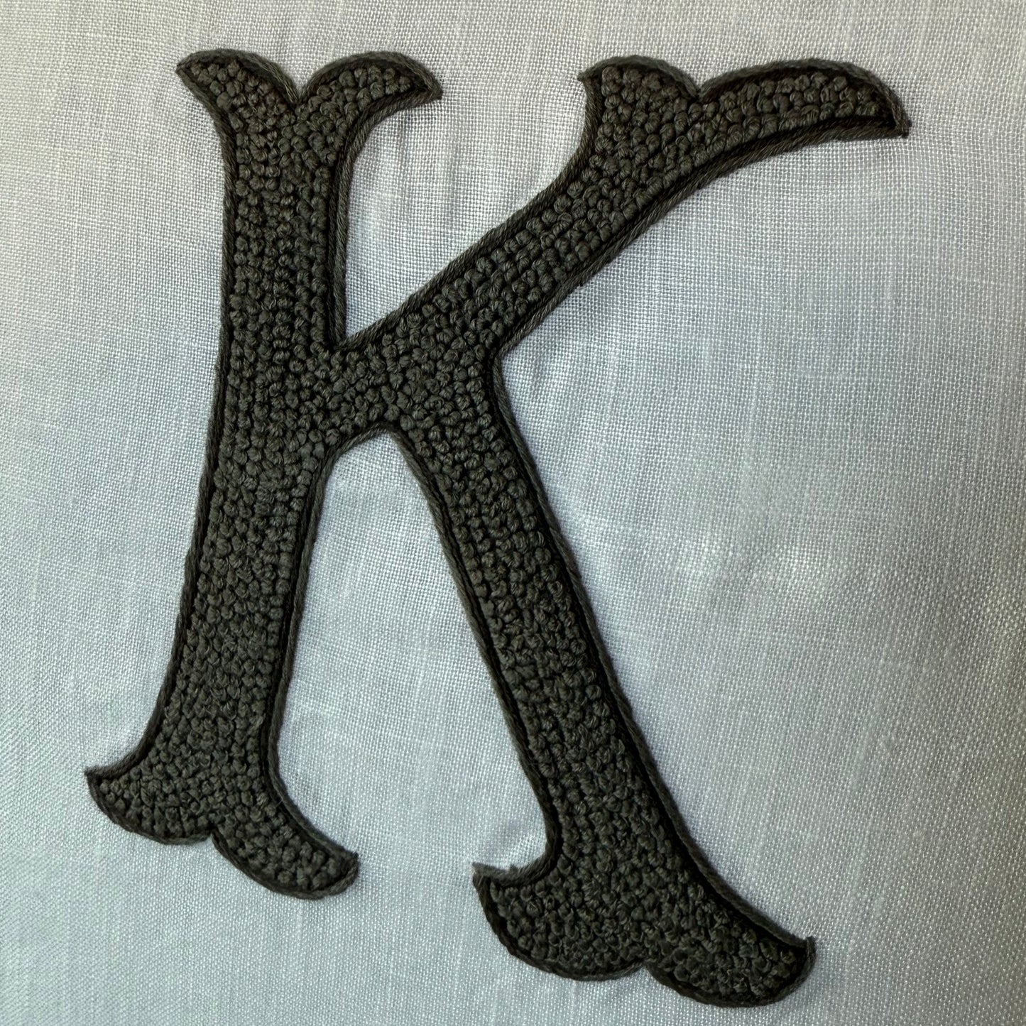 Nouveau Monogram Gray Linen Pillow Cover