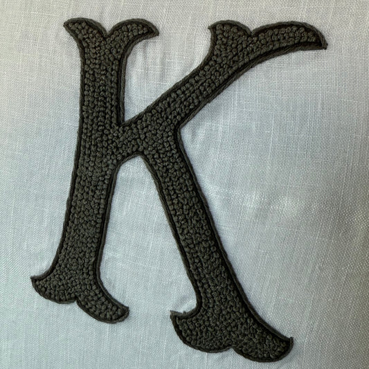 Nouveau Monogram Gray Linen Pillow Cover