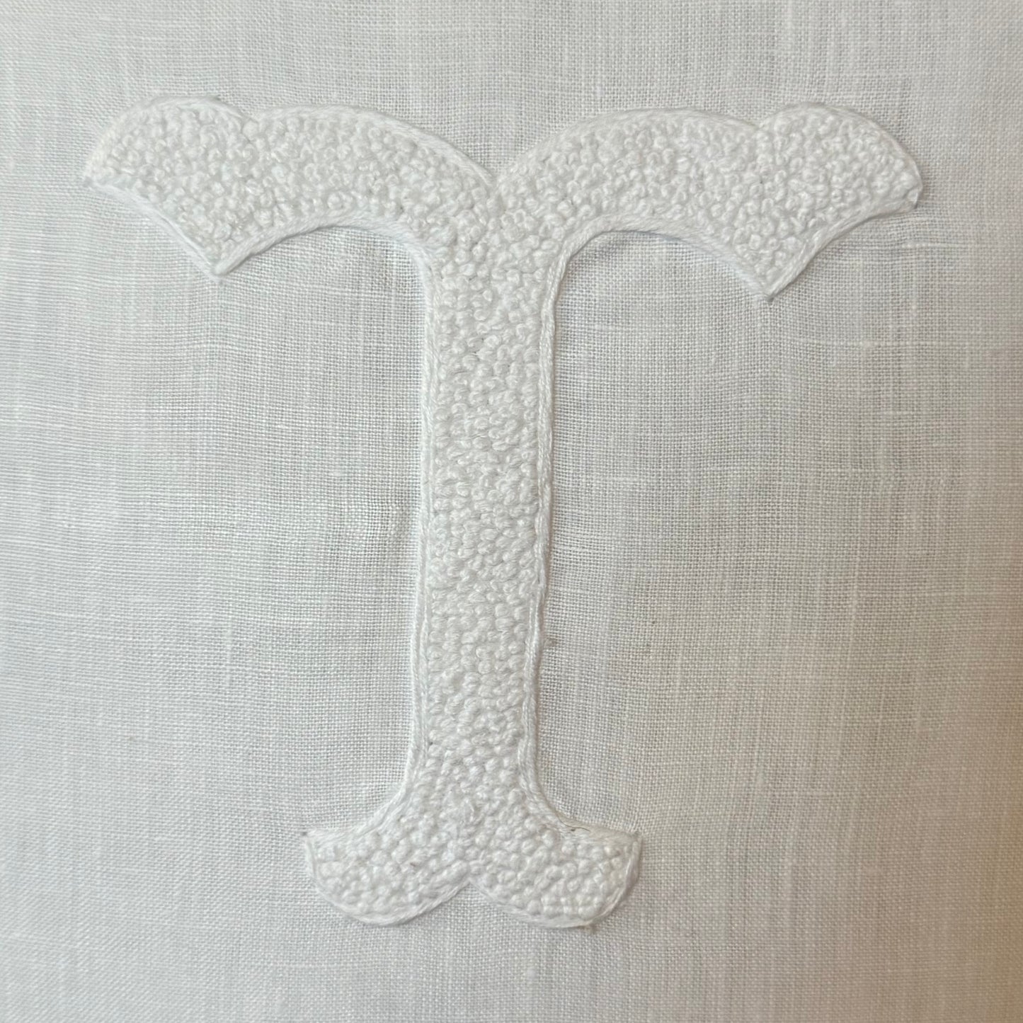 Nouveau Monogram White Linen Pillow Cover