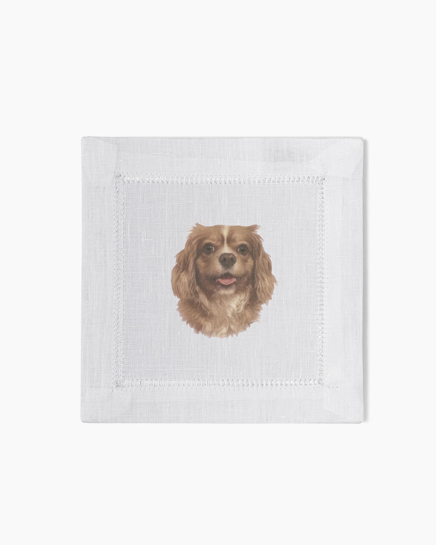 King Charles Spaniel Linen Cocktail Napkins