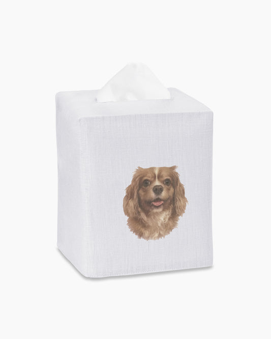 King Charles Spaniel Linen Tissue Box Cover