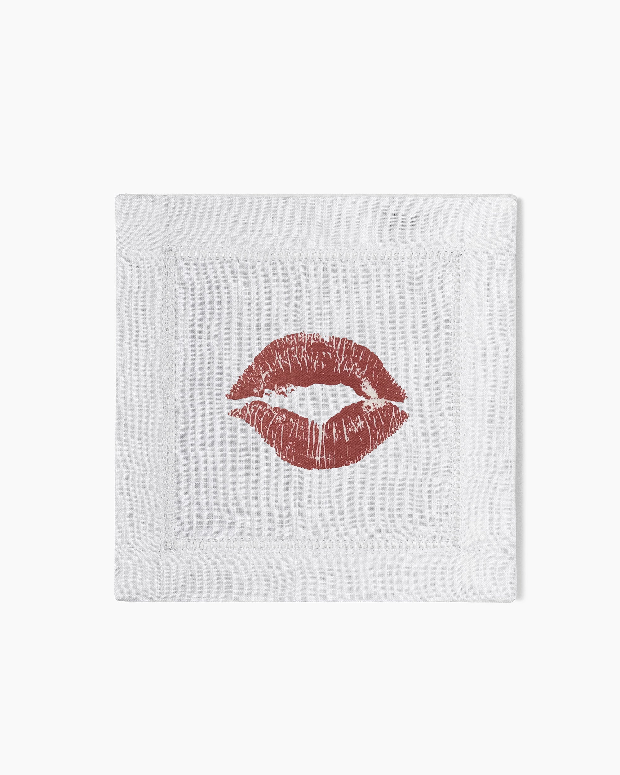 Henry Handwork Kiss Linen Cocktail Napkins