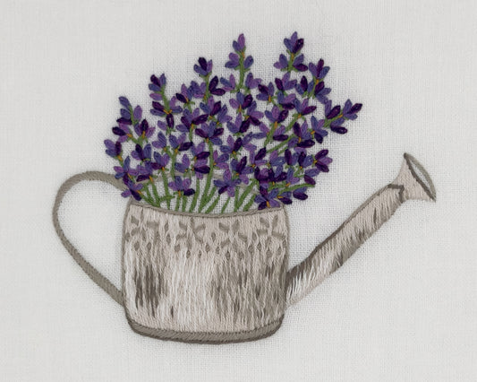 Image of a Henry Handwork Lavender Watering Can motif.