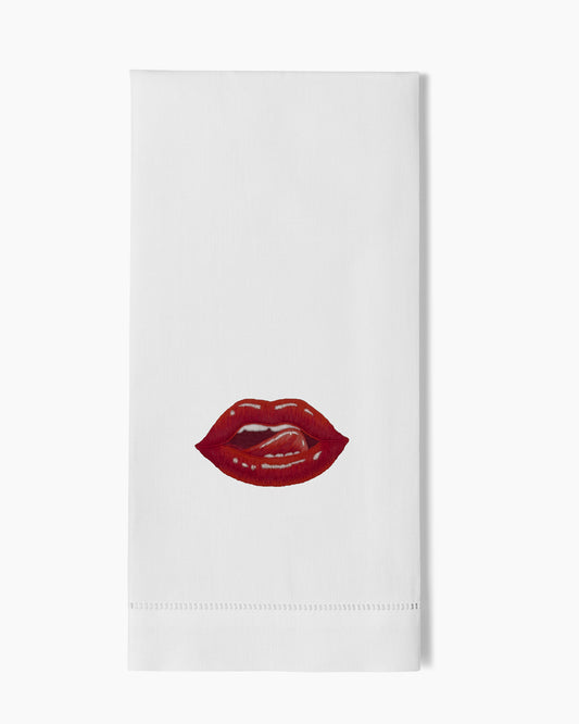 Image of a Henry Handwork Lips handtowel.