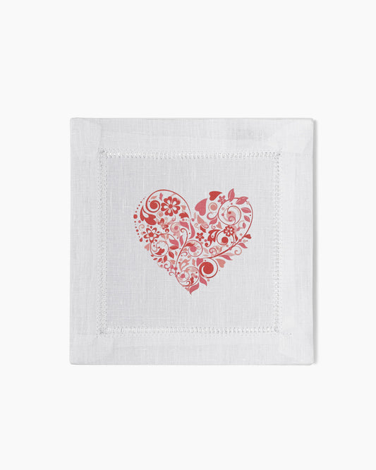Mod Heart Linen Cocktail Napkins