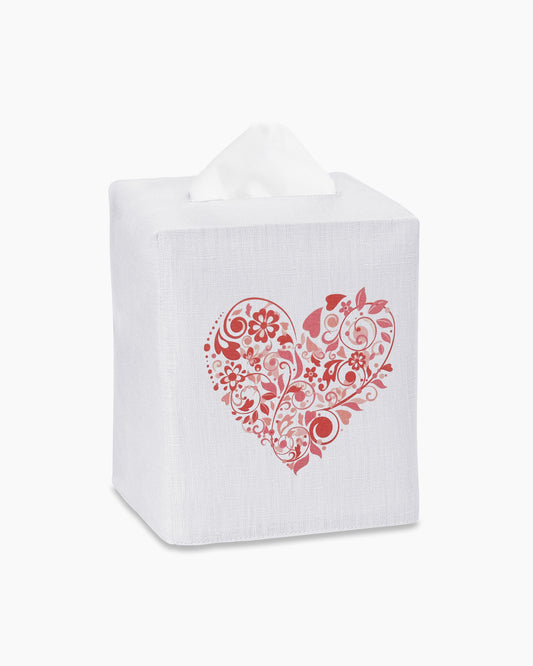 Mod Heart Linen Tissue Box Cover