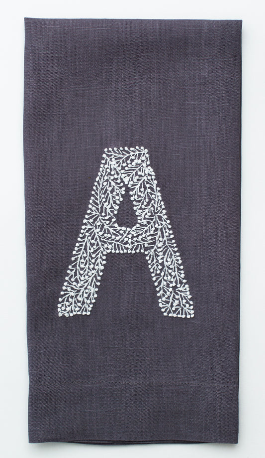 Monogram Twig Hand Towel - Charcoal