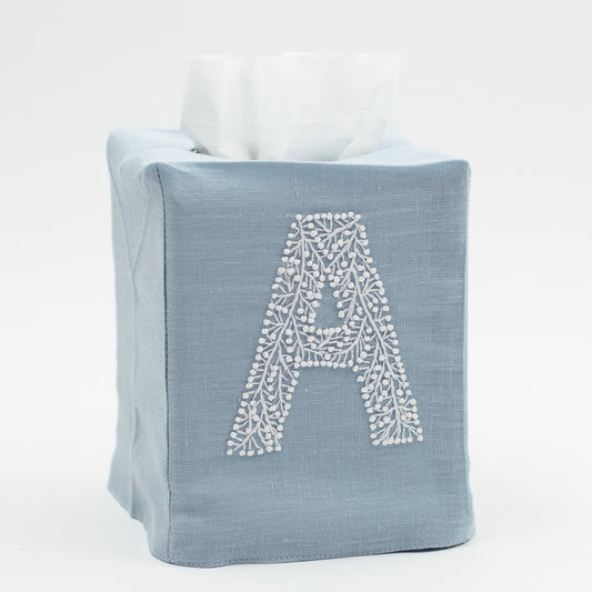 Monogram Twig Tissue Box - Sky Blue