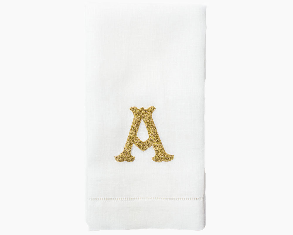 Monogram Nouveau Hand Towel - Gold on White
