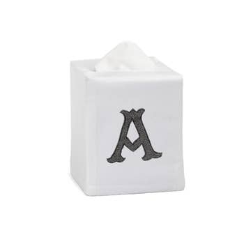 Monogram Nouveau Tissue Box - Gray on White