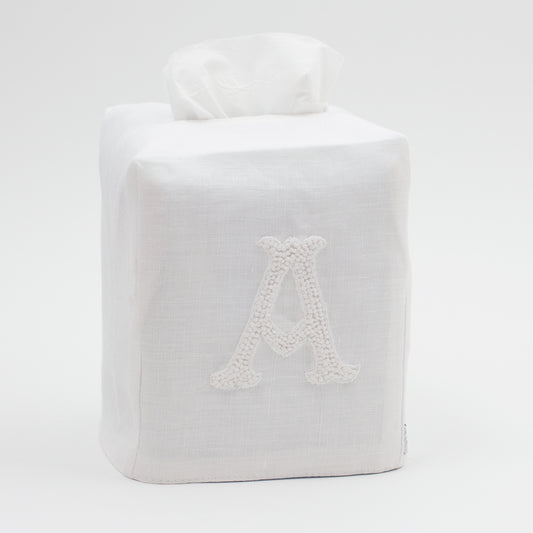 Monogram Nouveau Tissue Box - White on White