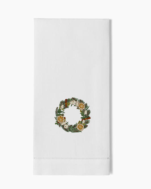 Image of Henry Handwork Orange Slice Wreath Handtowel.