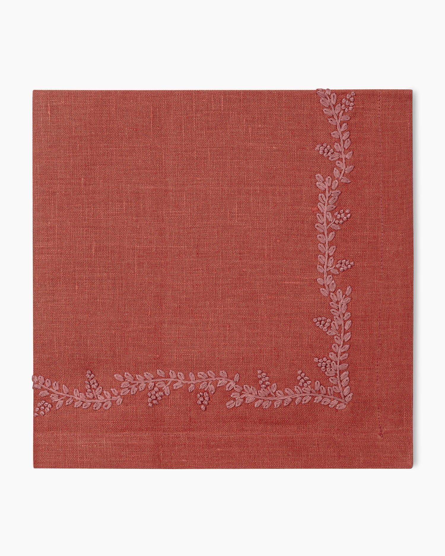 A Prism Vine Linen Dinner Napkin - 13 Colors with a floral pattern by Henry Handwork in table linens.