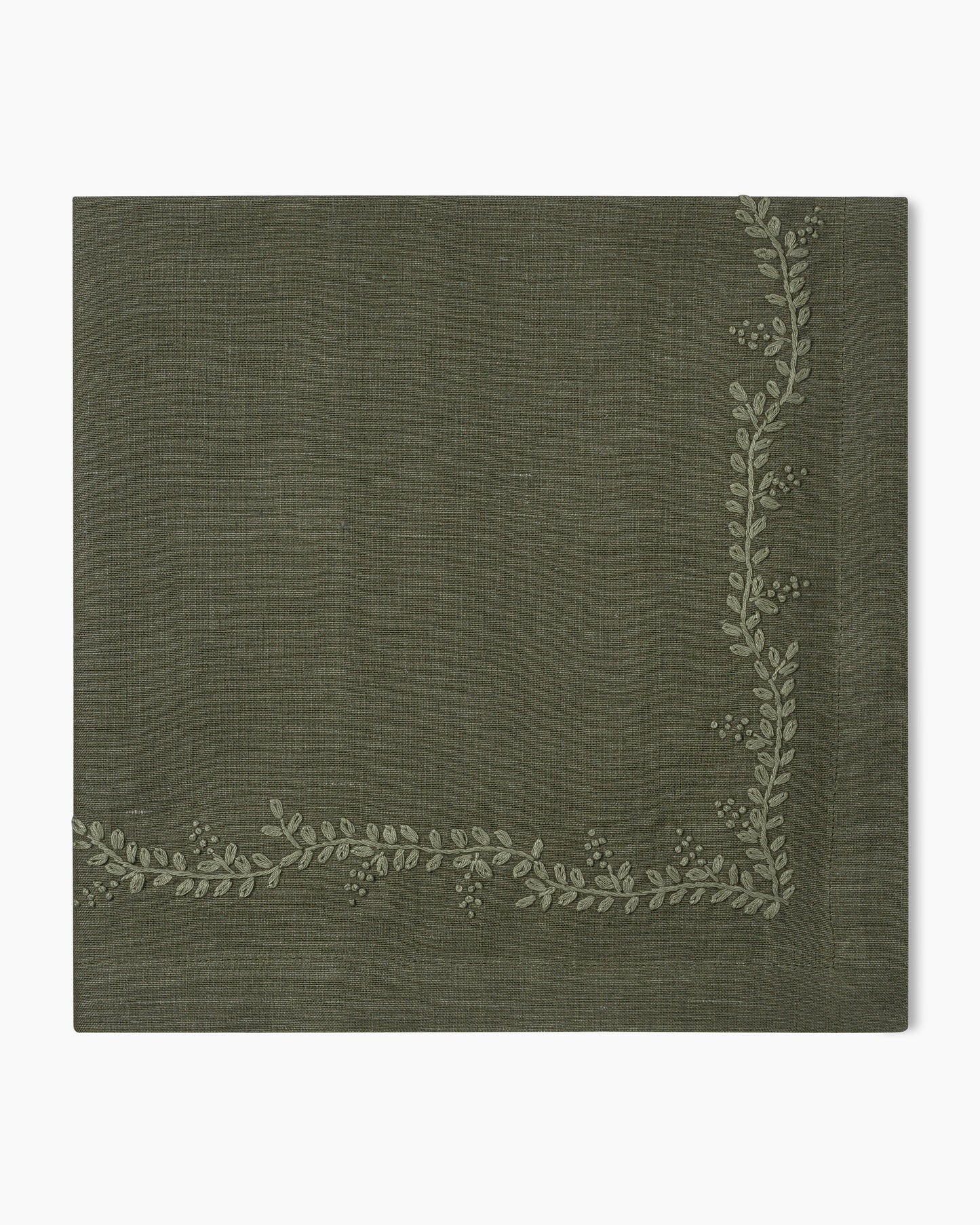 A Prism Vine Linen Dinner Napkin - 13 Colors by Henry Handwork, a table linen with a floral pattern.