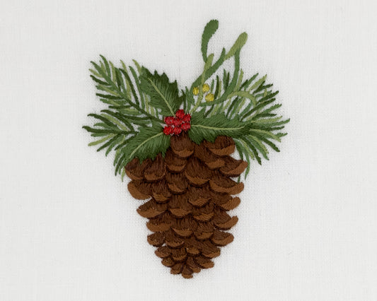 Image of a Henry Handwork Pinecone Holly motif.