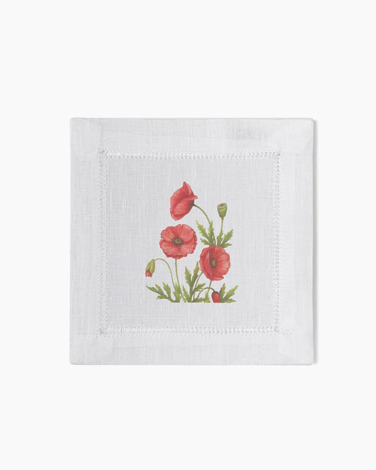 Poppies Linen Cocktail Napkins