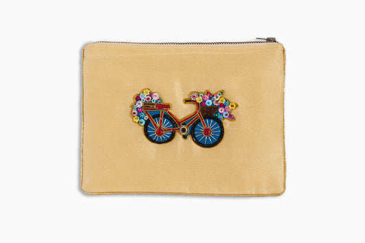 Bicycle Flowers Zipper Pouch