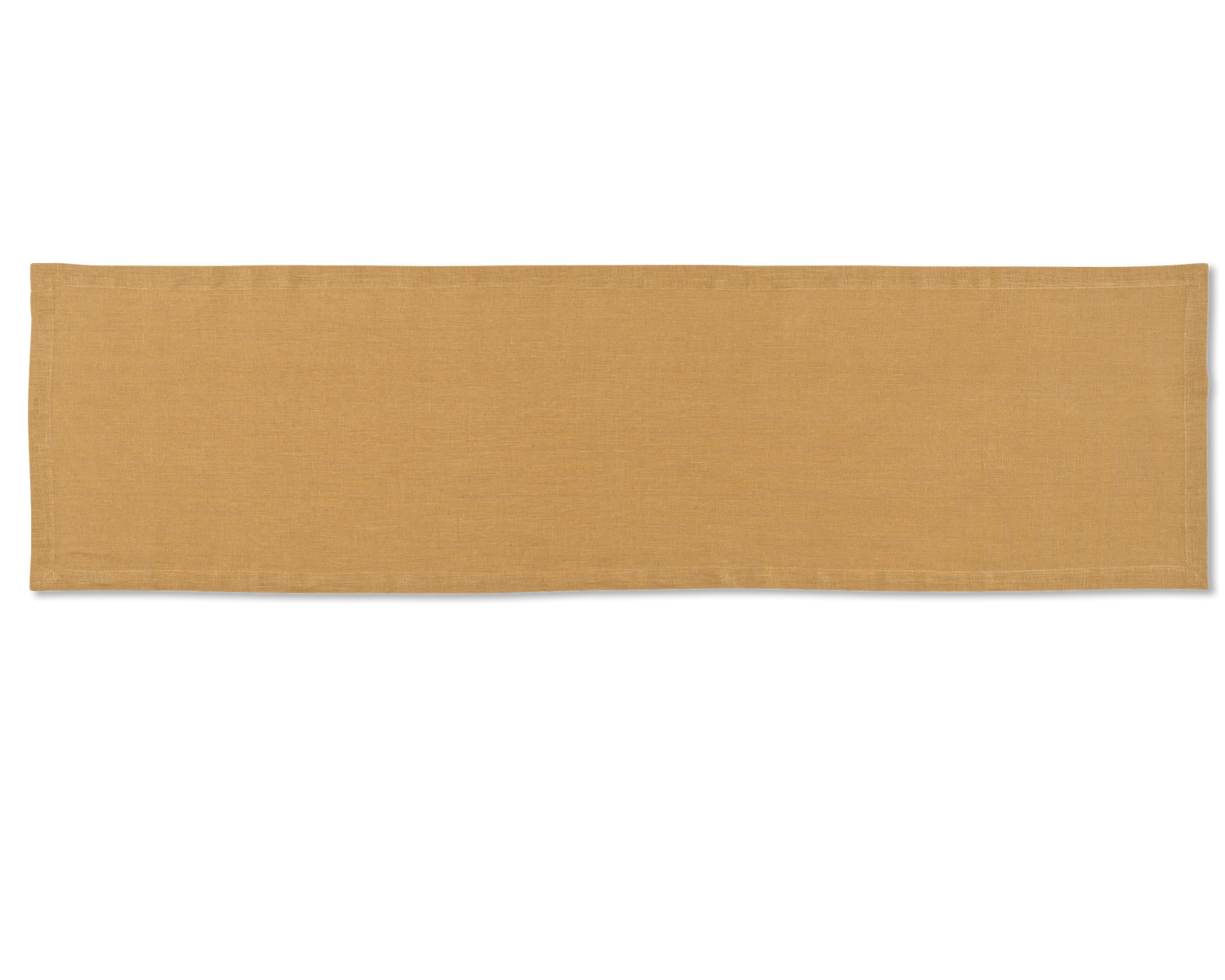 A linen table runner in the color curry