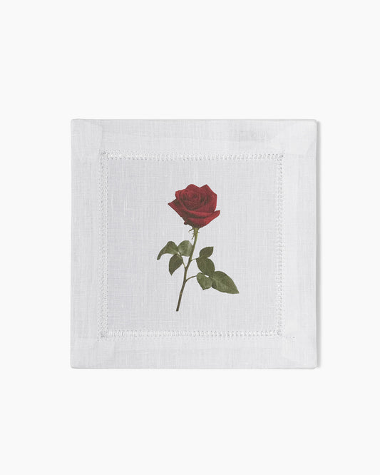 Rose Stem Linen Cocktail Napkins