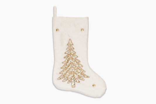 Gold Tree on Cream Stocking