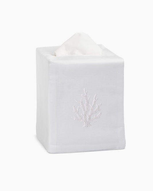 Coral Knot White Tissue Box Cover