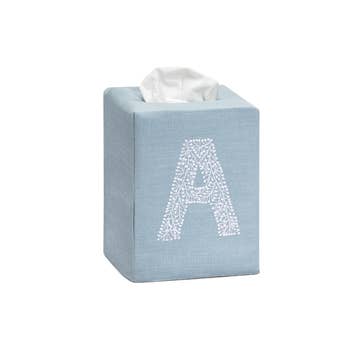 Monogram Twig Tissue Box - Sky Blue