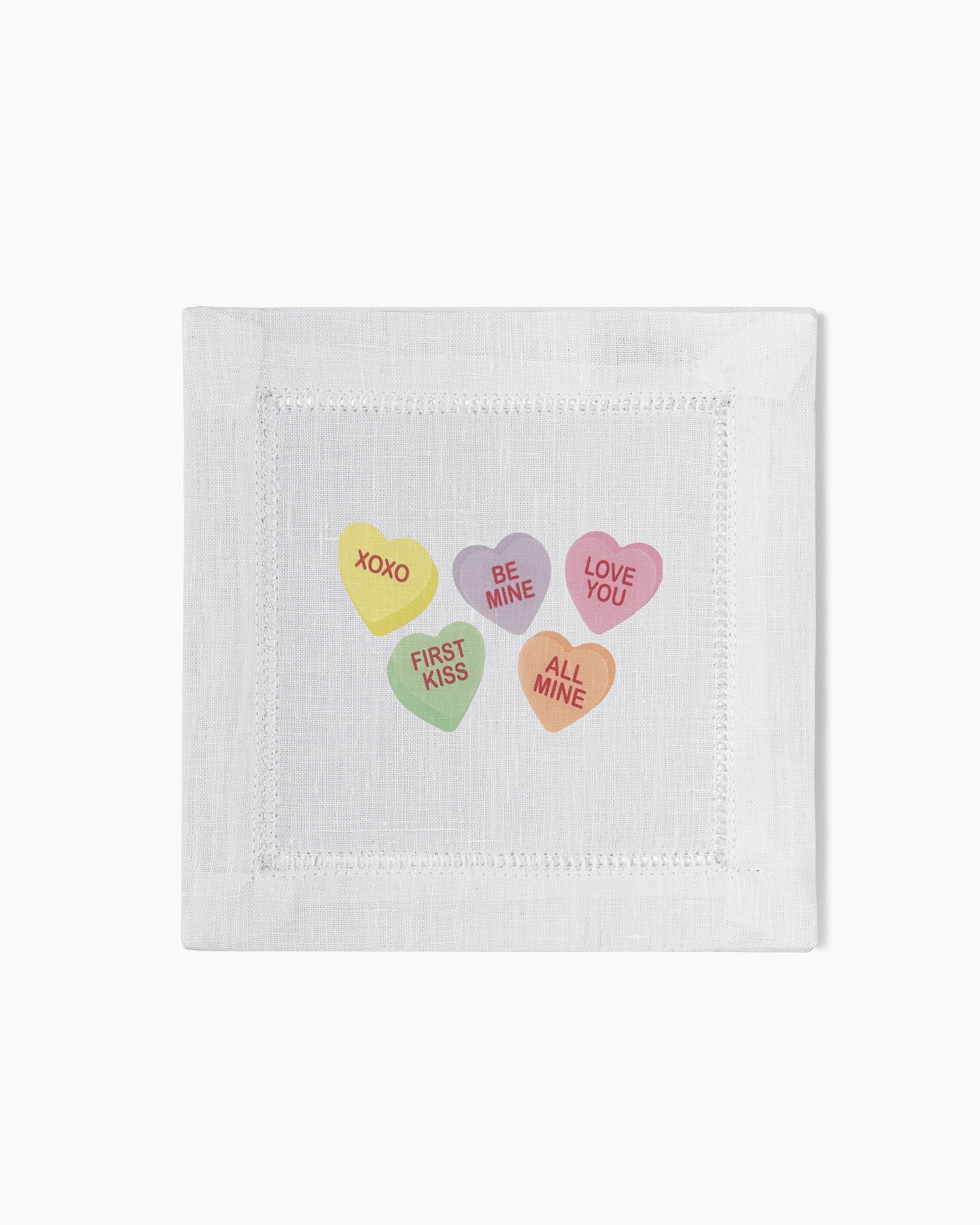 Xoxo Hearts Linen Cocktail Napkins
