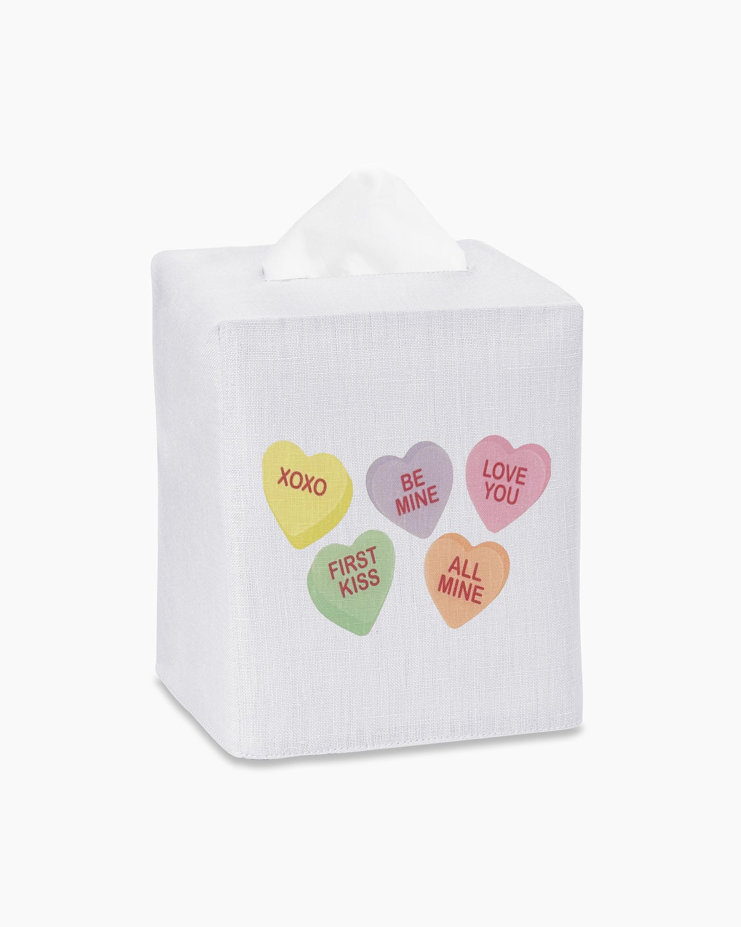 XOXO Hearts Linen Tissue Box Cover