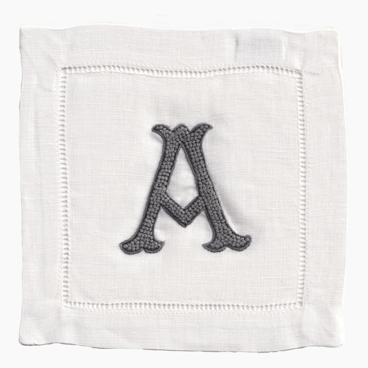 Nouveau Monogram Cocktail Napkins A - (Set of 4)